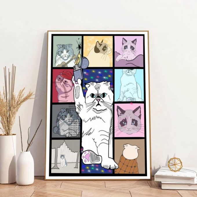 Cat Eras Tour Poster For Home Decor Gift, Taylor Cat, Olivia Cat, Taylor Version Cat Vintage Poster For Home Decor Gift 4