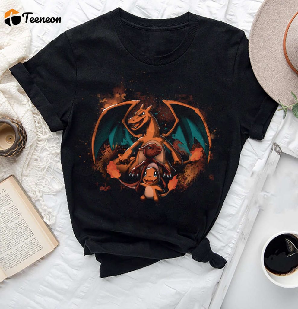 Charmander Evolution T-Shirt - Charizard Fan Gift Pokemon Cartoon Shirt 2