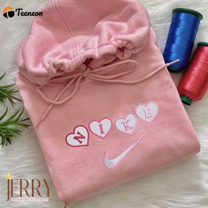 Affordable Nike Hearts Embroidered Sweatshirt For Valentine S Day – Perfect Gifts For Girlfriend Boyfriend