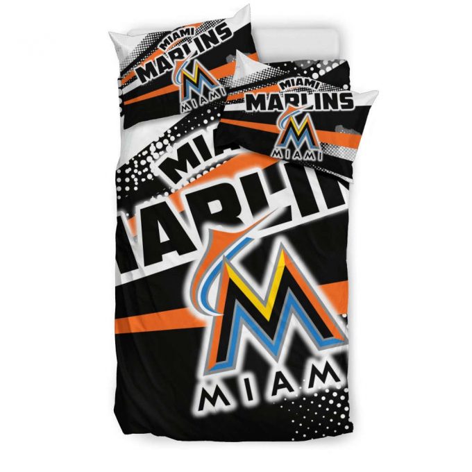 Vibrant Miami Marlins Bedding Set Gift For Fans - Colorful Shine Gift For Fans Duvet Cover &Amp;Amp; Pillow Cases 1