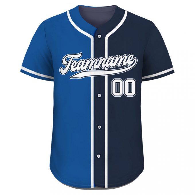 Personalized Custom Baseball Jersey - Teamname Name &Amp; Number Men S Women S Youth Jersey Shirt Split Printed Blue Navy Button Down 2