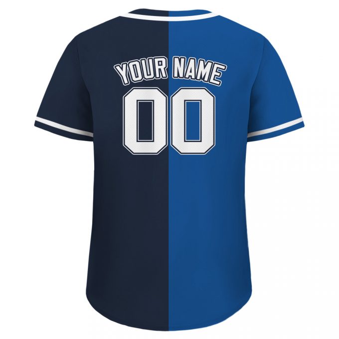 Personalized Custom Baseball Jersey - Teamname Name &Amp; Number Men S Women S Youth Jersey Shirt Split Printed Blue Navy Button Down 3