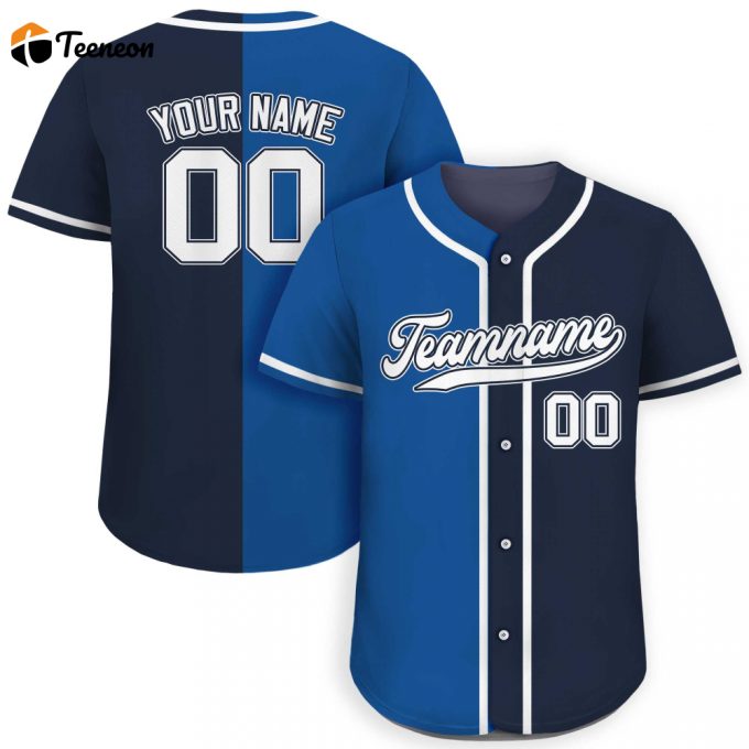 Personalized Custom Baseball Jersey - Teamname Name &Amp;Amp; Number Men S Women S Youth Jersey Shirt Split Printed Blue Navy Button Down 1