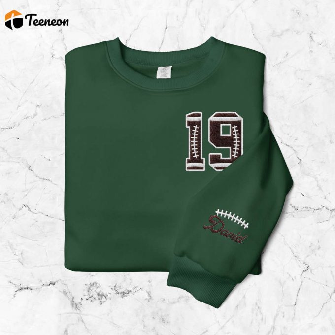 Personalized Football Embroidered Sweatshirt For Football Families – Customized Shirt For Football Moms