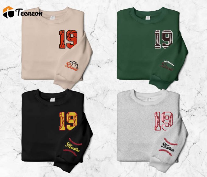 Custom Sports Embroidered Sweatshirt - Personalized Baseball Softball Football &Amp;Amp; Basketball Matching Sweatshirt For Sports Family 1
