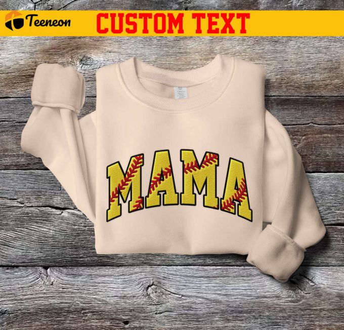 Custom Text Embroidered Sweatshirt - Personalized Baseball Softball Matching For Sports Mama - Mother S Day Gift 1