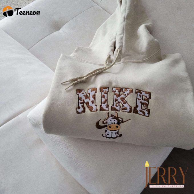 Cute Cow Nike Embroidered Sweatshirt 1