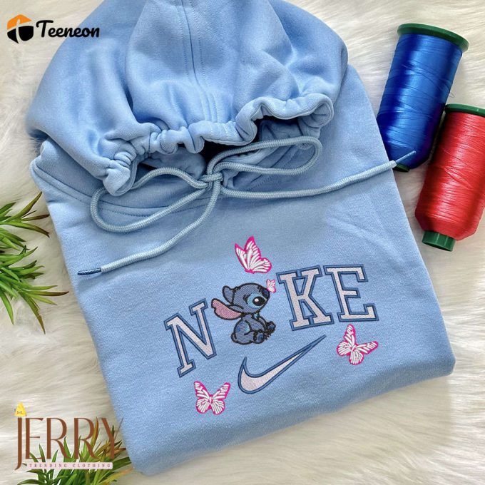 Cute Stitch Disney Nike Embroidered Sweatshirt &Amp;Amp; Matching Hoodies: Stylish Disney Apparel 1