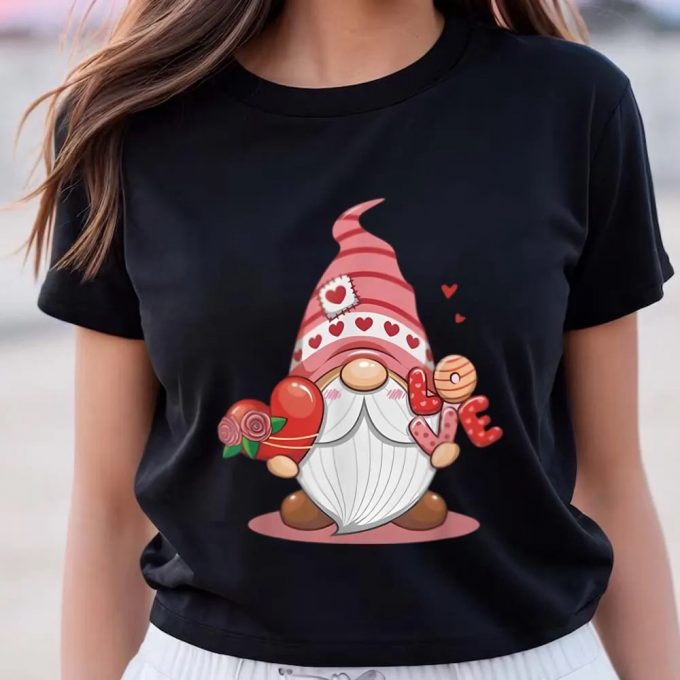 Cute Valentines Day Shirts, Happy Valentine Day Gnome With Leopard Sunflower Valentine T Shirt 4