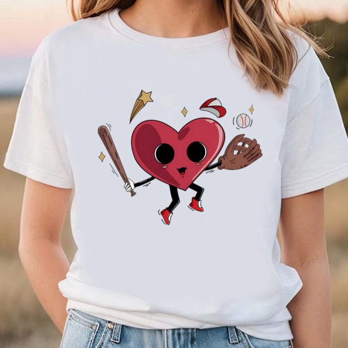 Cute Valentines Day Retro Baseball Heart Shirt – Perfect Baseball Gift 2