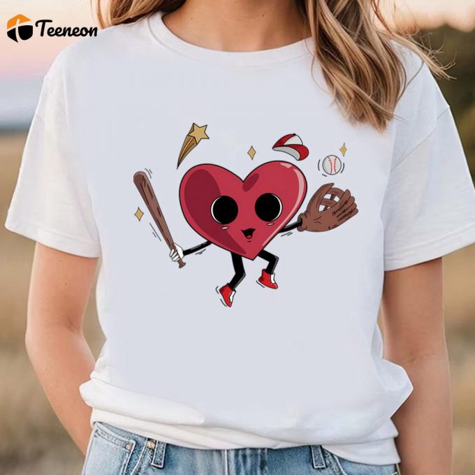 Cute Valentines Day Retro Baseball Heart Shirt – Perfect Baseball Gift 1