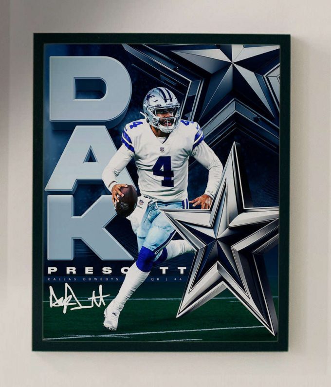 Dak Prescott Poster, Dallas Cowboys, Cowboys Football, Football Gifts, Sports Poster, Football Player Poster, Football Wall Art 2
