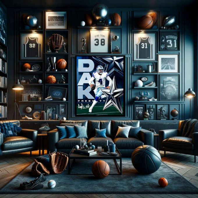 Dak Prescott Poster, Dallas Cowboys, Cowboys Football, Football Gifts, Sports Poster, Football Player Poster, Football Wall Art 3