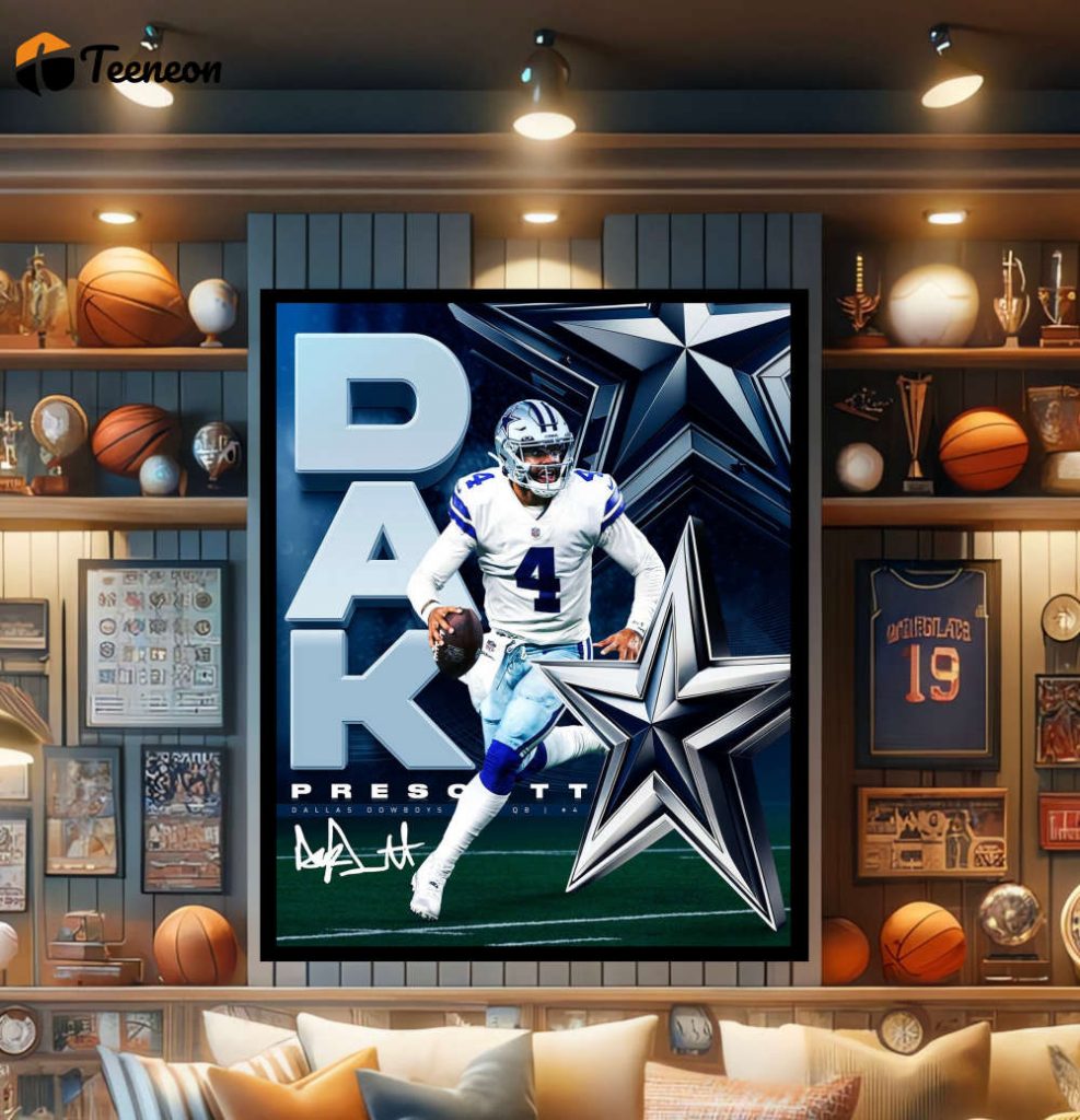 Dak Prescott Poster, Dallas Cowboys, Cowboys Football, Football Gifts, Sports Poster, Football Player Poster, Football Wall Art 5