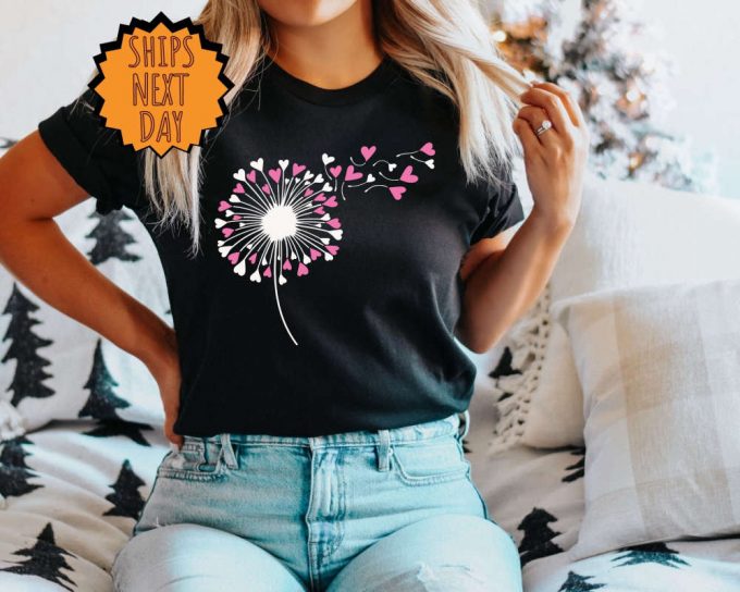 Dandelion Shirt, Valentine'S Shirt, Lovers Gift Shirt, Valentine'S Day Shirt, Valentine Flower Shirt, Gift For Valentines, Couple Gift Shirt 5