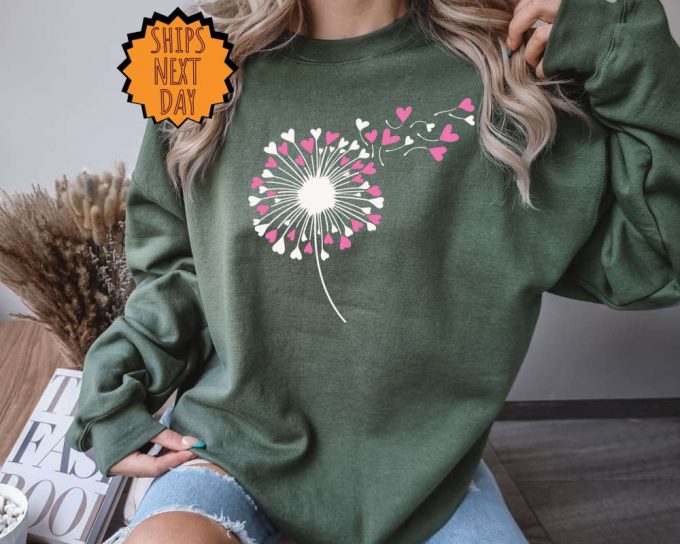 Dandelion Sweatshirt, Valentine'S Hoodie, Lovers Gift Shirt, Valentine'S Day Shirt, Valentine Flower Tee, Gift For Valentines, Couple Shirt 2