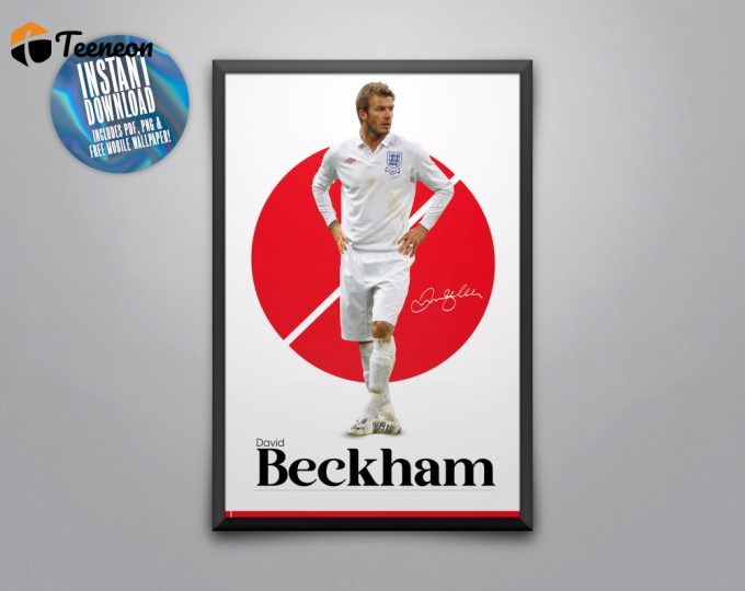 David Beckham Poster, England Football, Soccer Gifts, Sports Poster, Football Player Poster, Soccer Wall Art, Sports Bedroom Posters 1