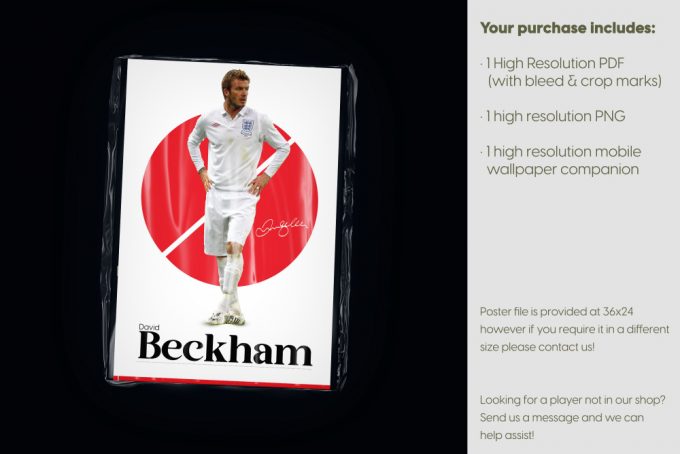 David Beckham Poster, England Football, Soccer Gifts, Sports Poster, Football Player Poster, Soccer Wall Art, Sports Bedroom Posters 8