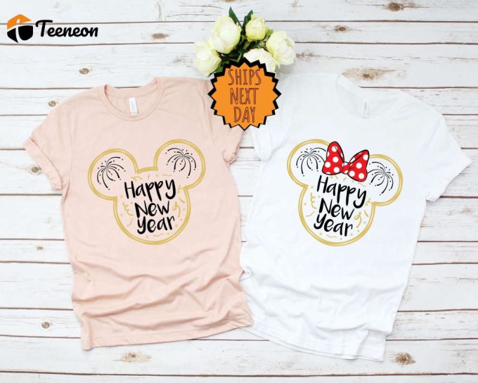 Disney Happy New Year Shirt, Mickey And Minnie New Year Shirt, Disney Travel Trip Shirt, New Year Disney Vocation, Family Matching Shirt 1