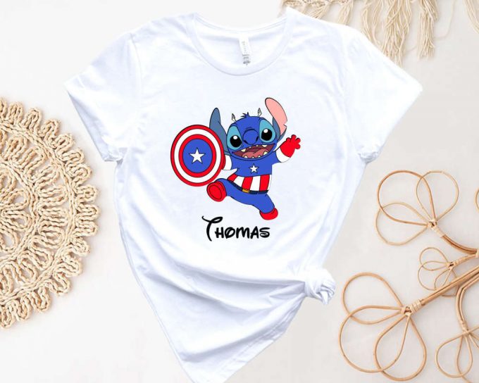 Disney Stitch Superhero Shirt: Hulk Spiderman Captain America - Kids Cartoon Shirt 2