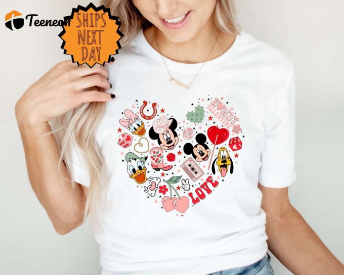 Disney Valentine Heart Shirt, Mickey And Minnie Friends Valentine'S Day Shirt ,Valentines Day Gift Shirt, Disney Love Shirt, Disney Shirt 1