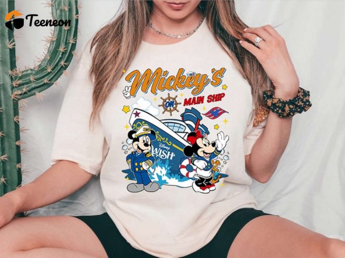 Disneyland Cruise Line Mickey And Minnie On Main Ship Vintage T-Shirt,Disneyland Cruise Line 2024 Matching Tee, Family Cruise Vacation Gift 1