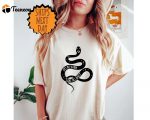 Do No Harm Take No Shit Snake Shirt, Women’s Snake Moon Phases Short Sleeve Shirt, Unisex Reptile Witchy Top, Unique Witchcraft Clothes Idea