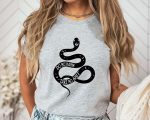 Do No Harm Take No Shit Snake Shirt, Women’s Snake Moon Phases Short Sleeve Shirt, Unisex Reptile Witchy Top, Unique Witchcraft Clothes Idea