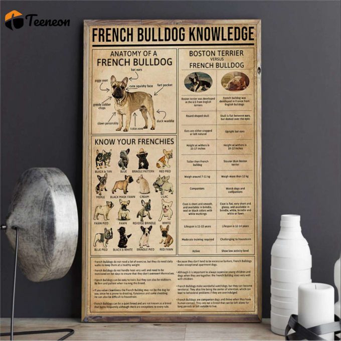 Dog French Bulldog Knowledge Dog Lover Poster For Home Decor Gift For Home Decor Gift 1