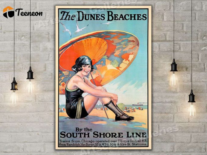 Dunes Beach - 1920S South Shore Line Vintage Style Travel Poster For Home Decor Gift 1