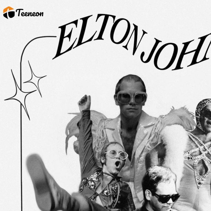 Elton John Retro Vintage Black And White Music Poster 1