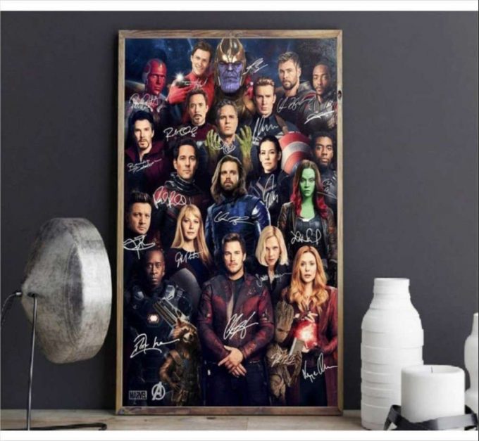 Endgame Superheroes Signatures Marvel Avengers Poster For Home Decor Gift For Home Decor Gift 2