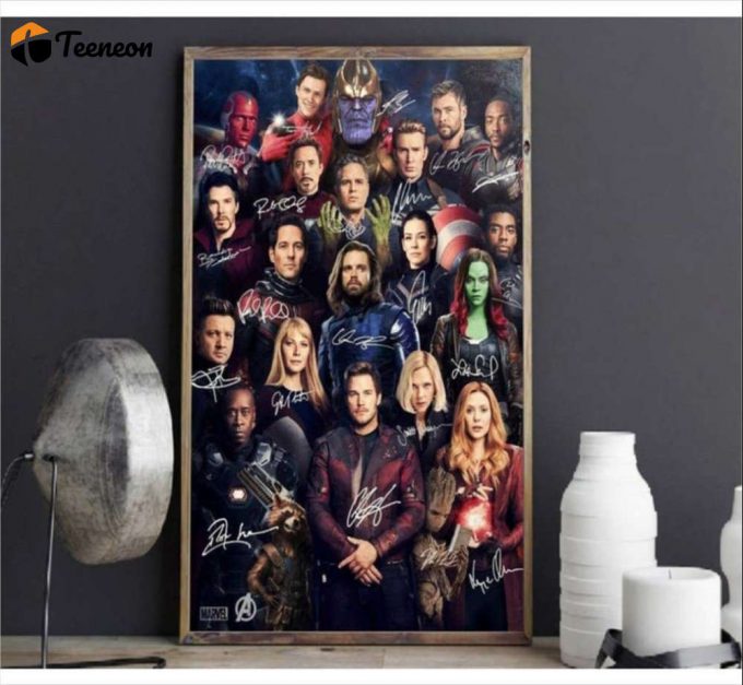 Endgame Superheroes Signatures Marvel Avengers Poster For Home Decor Gift For Home Decor Gift 1