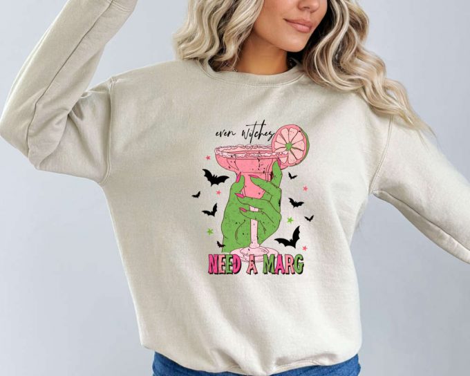 Even Witches Need A Marg Sweatshirt, Midnight Margaritas Sweater, Witchy Sweater,Sweater,Spooky Season Sweater,Gift For Witchy Women 2