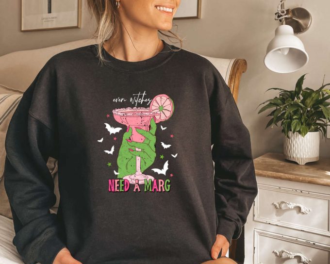 Even Witches Need A Marg Sweatshirt, Midnight Margaritas Sweater, Witchy Sweater,Sweater,Spooky Season Sweater,Gift For Witchy Women 3