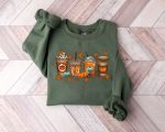 Fall Coffee Sweatshirt, Halloween Pumpkin Latte Drink Cup, Coffee Lover Gift, Thanksgiving Sweatshirt, Coffee Cup Sweatshirt,Halloween Party