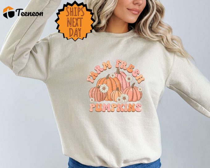 Farm Fresh Pumpkins Sweatshirt, Vintage Fall Sweater, Halloween Sweater, Fall Sweater, Pumpkin Sweater, Farm Fresh Pumpkins Sweater 1