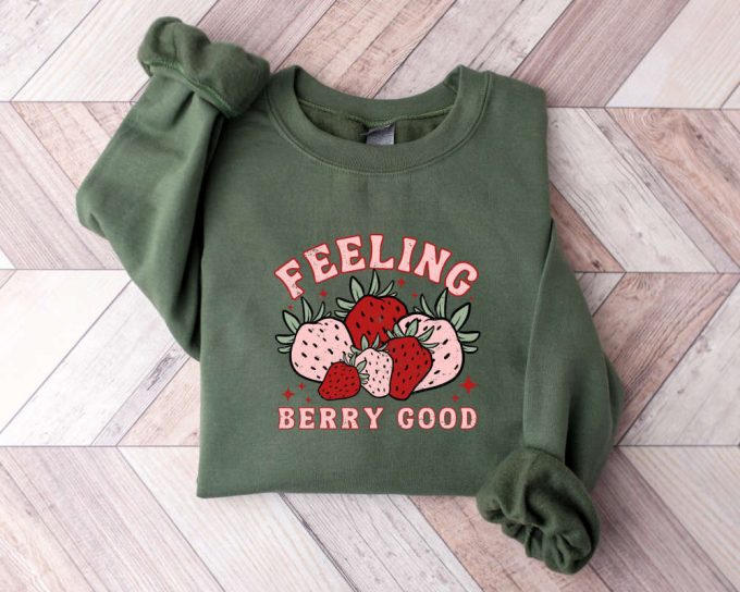 Feeling Berry Good Strawberry Print Sweatshirt, Strawberry Sweater,Botanical Sweater,Fruit Sweatshirt,Fruit Print Sweater,Strawberry Sweater 2