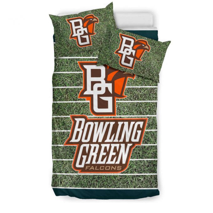 Field Large Bowling Green Falcons 3Pcs Bedding Set Gift For Fans - Perfect Gift For Fans Duvet Cover &Amp;Amp; Pillow Cases 1