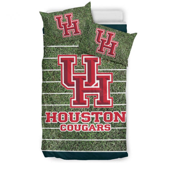 Official Houston Cougars Field Bedding Set Gift For Fans - 3Pcs Duvet Cover &Amp;Amp; Pillow Cases Perfect Gift For Fans - 3144 1