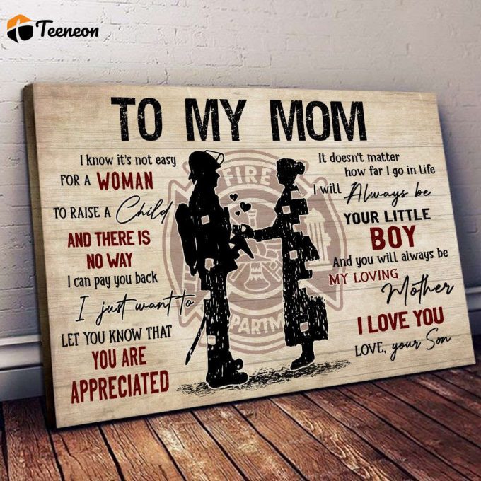 Firefighter Parents' Day Mom Poster For Home Decor Gift &Amp;Amp; Canvas Pa482 1