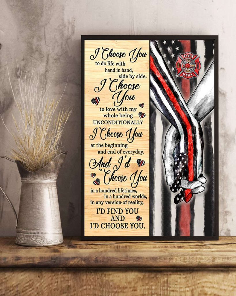 Firefighter Valentine I Choose You Poster For Home Decor Gift Vertical Poster For Home Decor Gift Pa73 9