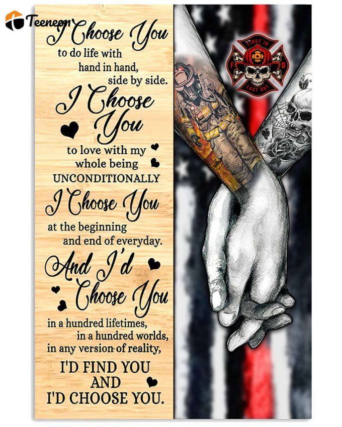 Firefighter Valentine I Choose You Tattoo Poster For Home Decor Gift Pa95 1