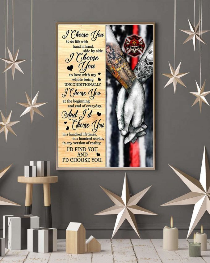 Firefighter Valentine I Choose You Tattoo Poster For Home Decor Gift Pa95 2