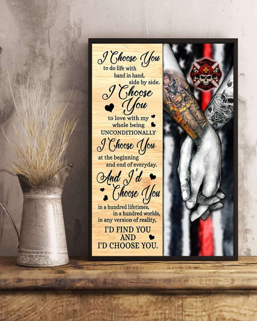 Firefighter Valentine I Choose You Tattoo Poster For Home Decor Gift Pa95 9