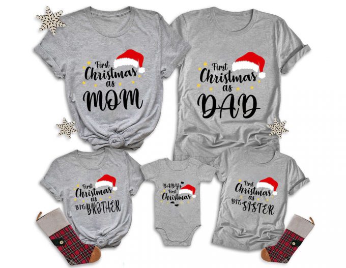 First Family Christmas Shirt: Mom &Amp; Dad Matching T-Shirts - Custom Family Christmas Tees 2