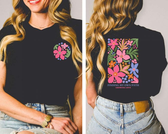 Flowers T-Shirt, Boho Wildflowers Floral Nature Shirt, Flowers Gift Shirt, Garment Dyed, Boho Shirt, Vintage Shirt, Flowers Pocket Shirt 2