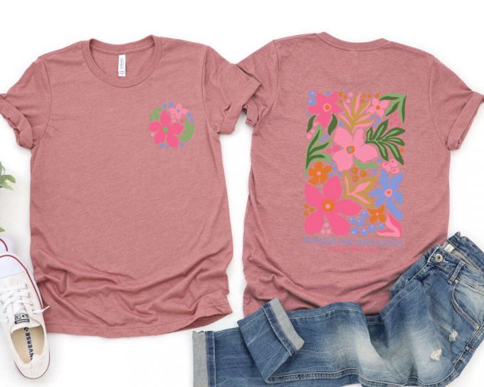 Flowers T-Shirt, Boho Wildflowers Floral Nature Shirt, Flowers Gift Shirt, Garment Dyed, Boho Shirt, Vintage Shirt, Flowers Pocket Shirt 4