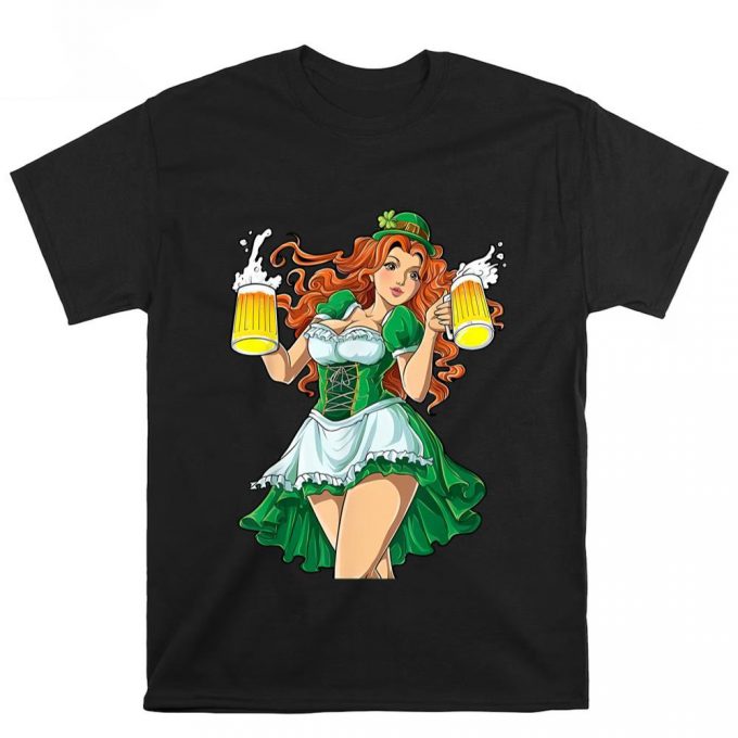 Funny St Patricks Day Sexy Leprechaun Redhead Women Lady Beer Gift T Shirt 2