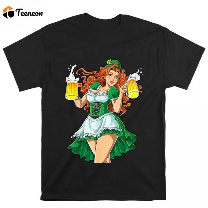 Funny St Patricks Day Sexy Leprechaun Redhead Women Lady Beer Gift T Shirt 1